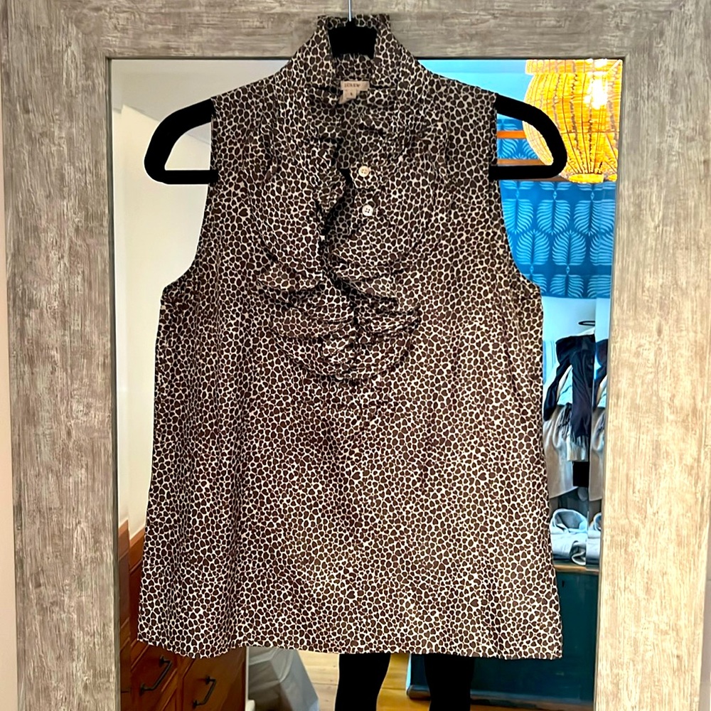 JCrew sleeve blouse with ruffle in front